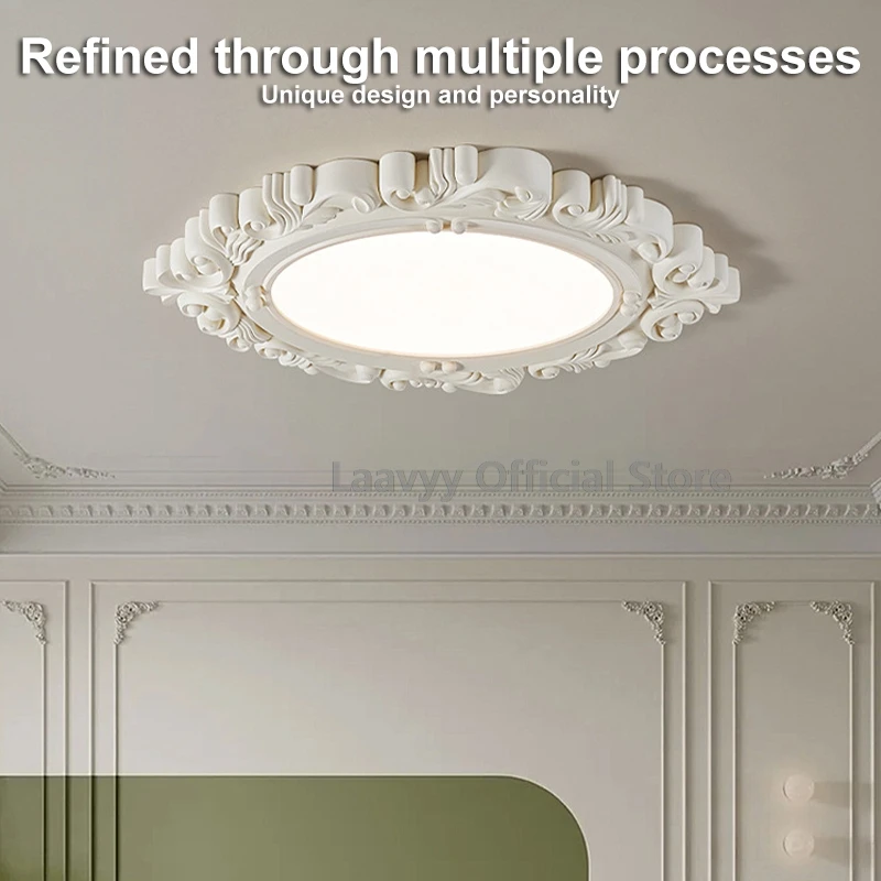 FrenchStyle Restaurant LED Ceiling Lamp Modern Bedroom Corridor Elegant Interior Lamp Retro Cafe Relief Decoration Ceiling Light