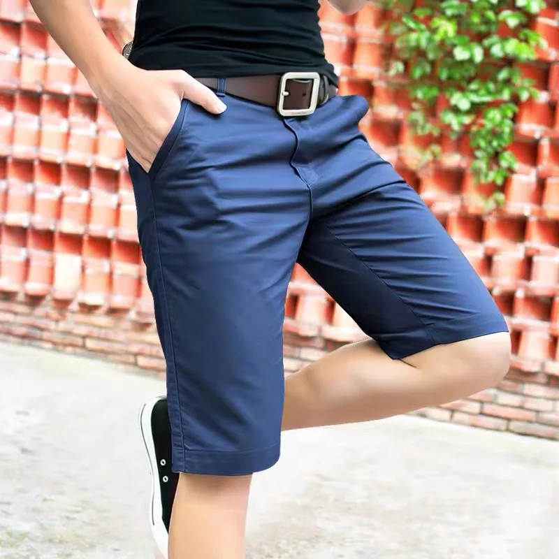 Man Short Summer 100% Cotton Solid Shorts Male Quality Casual Business Social Bermuda Men Shorts Hombre Half Pants