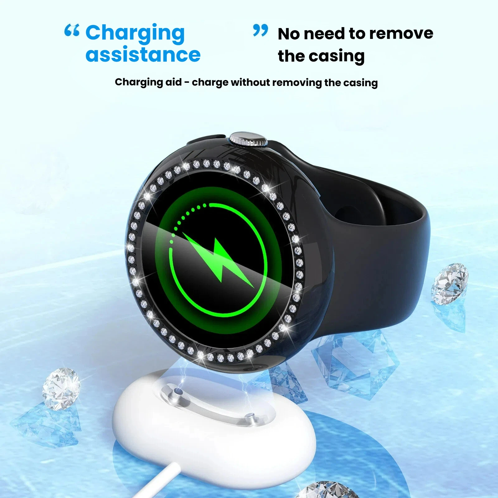 حافظة ماسية صف واحد لساعة Googel Pixel Watch4 41 مللي متر 45 مللي متر غطاء حماية للكمبيوتر الشخصي نصف حزمة غلاف حماية مجوف لساعة Google Watch4 #4