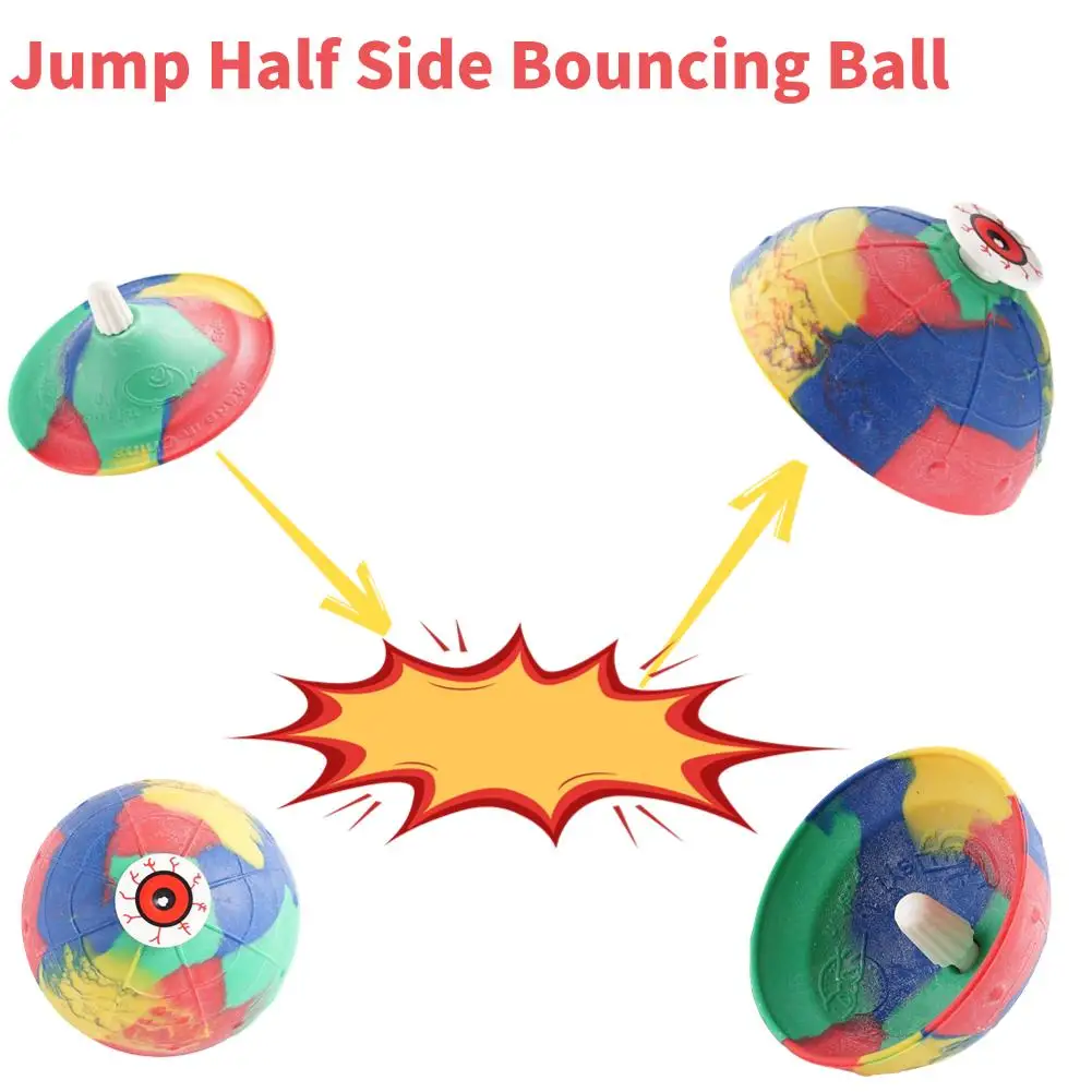 Hip Hop Jump Half Side Bouncing Ball Anti Stress Fidget Toys for Kids Adlut Fun Camouflage Spinning Bounce Bowl Fingertip Top