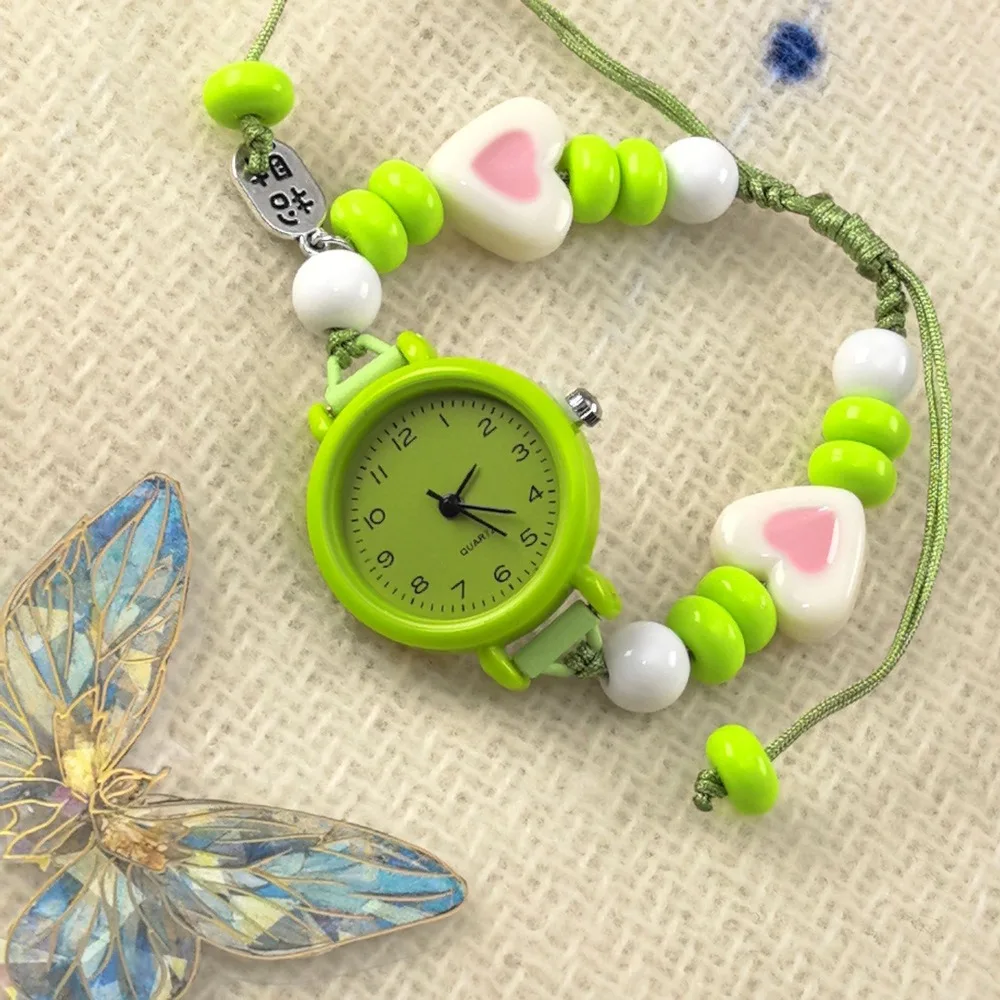 

New Dopamine Bracelet Watch Beaded Adjustable Star Heart Chain Watch Pendant Quartz Watch Women Girls