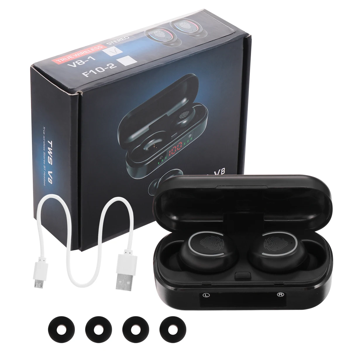 

1 Set Ipx7 Waterproof Wireless Earbuds Touch Control Earphones Digital Display Noise Reduction Portable Sports Headset