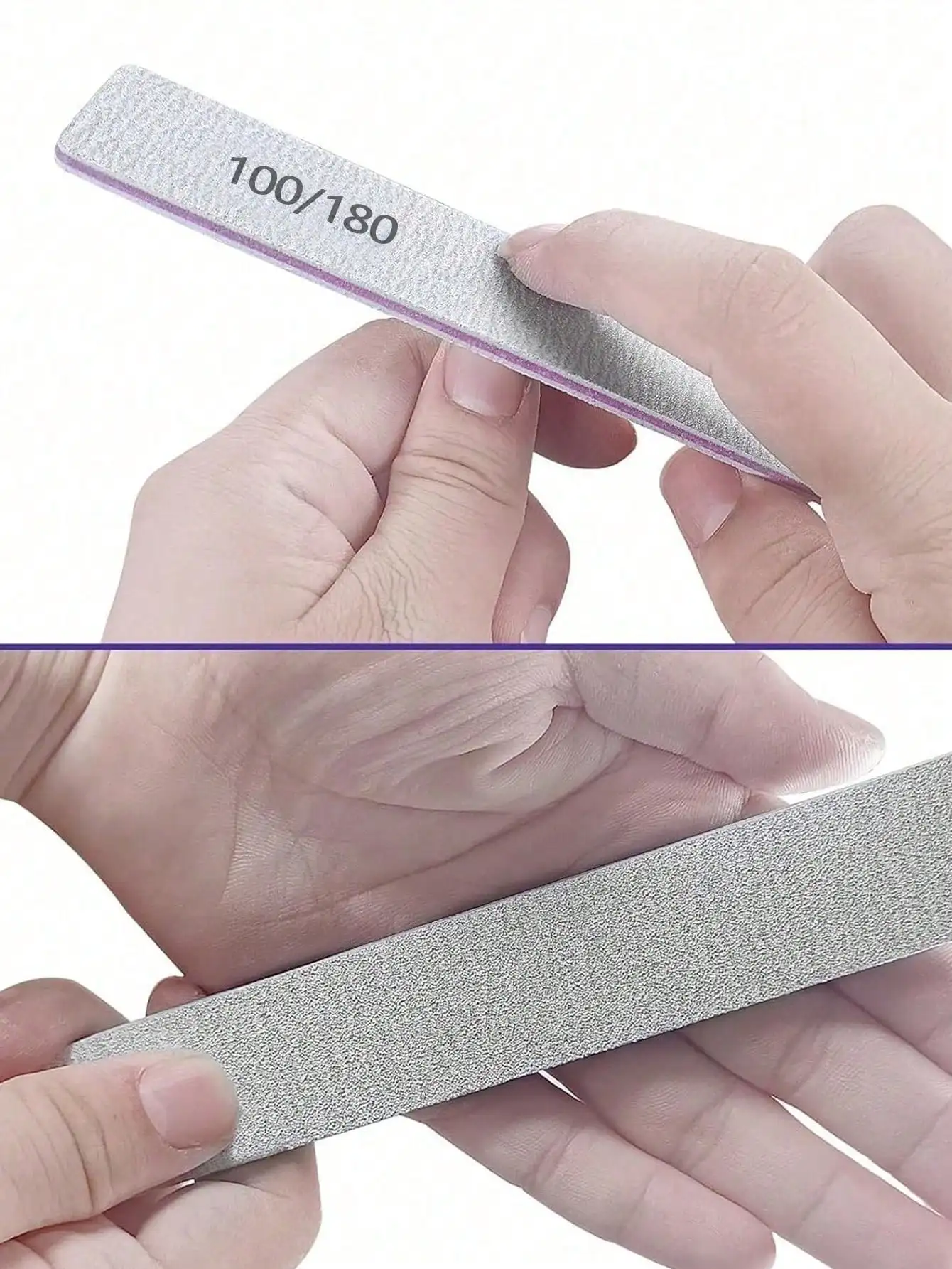 5pcs Professional Nail File,180/100 Nail File For Natural Nails, Nail File Double-Sided Washable Fine Grain Nail File For Home A