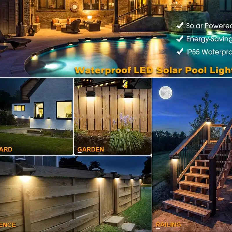 Luzes de deck solares ao ar livre 4 pçs led luzes de passo luzes de deck iluminação ao ar livre luzes da escada com luzes de deck solar