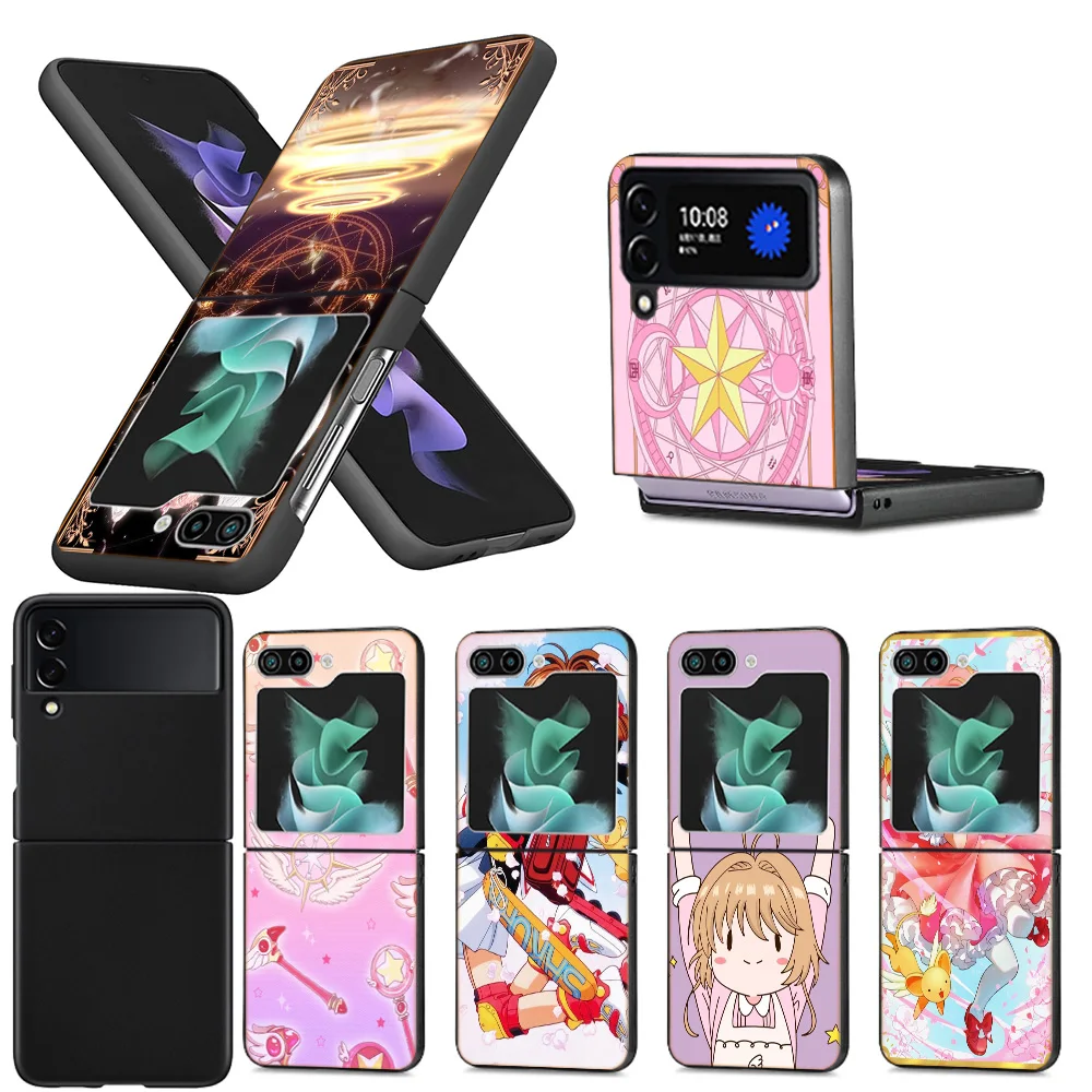 Card Captor Sakura Anime Clear Phone Case For Samsung Z Flip 5 4 3 Galaxy Z Flip 6 5G Shockproof Hard Cover TPU PC Hard Coque So