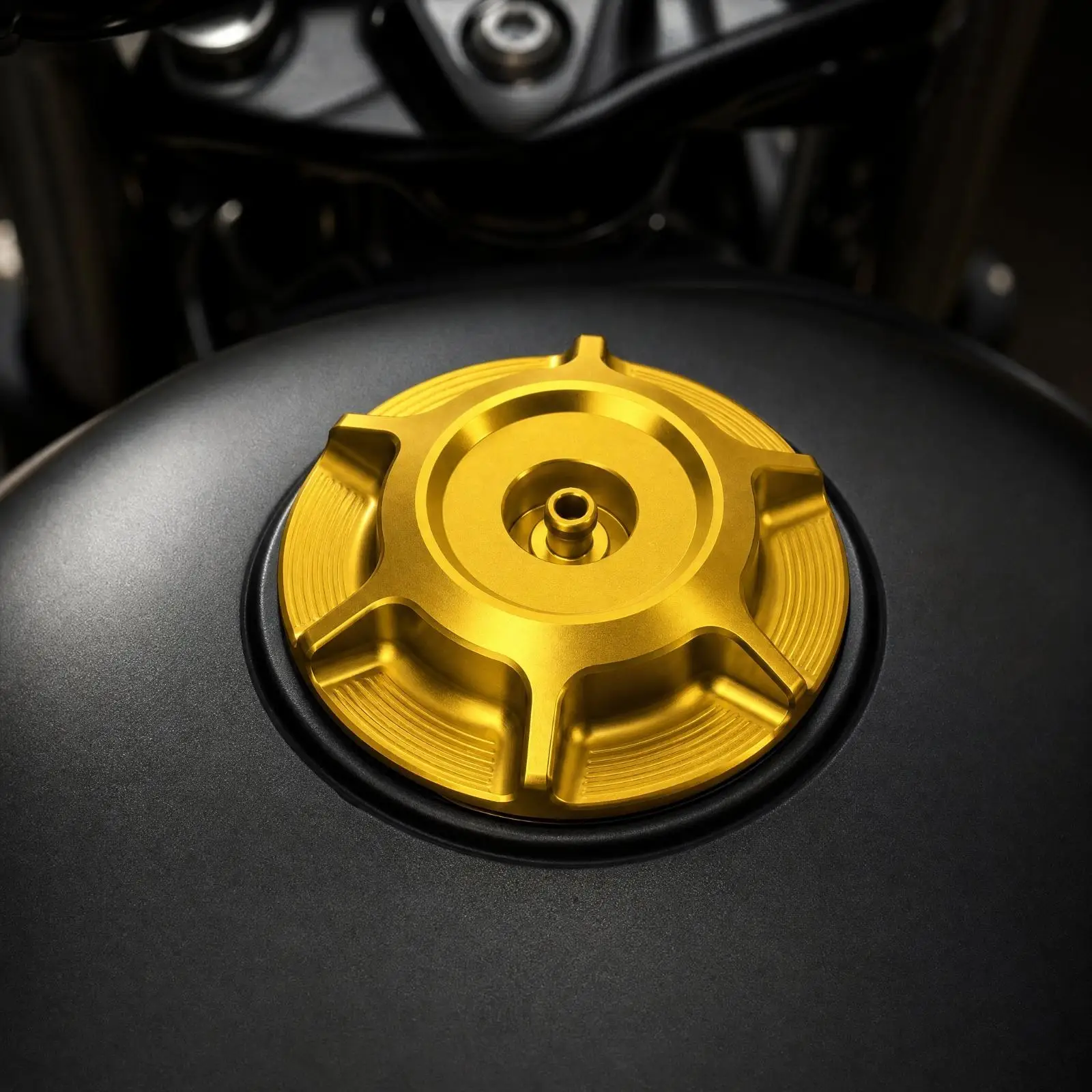 Vented Metal Motorcycle Fuel Tank Cap Replacement for Big Twin Internally Threaded Gas Tank with Vent Hose and Nut