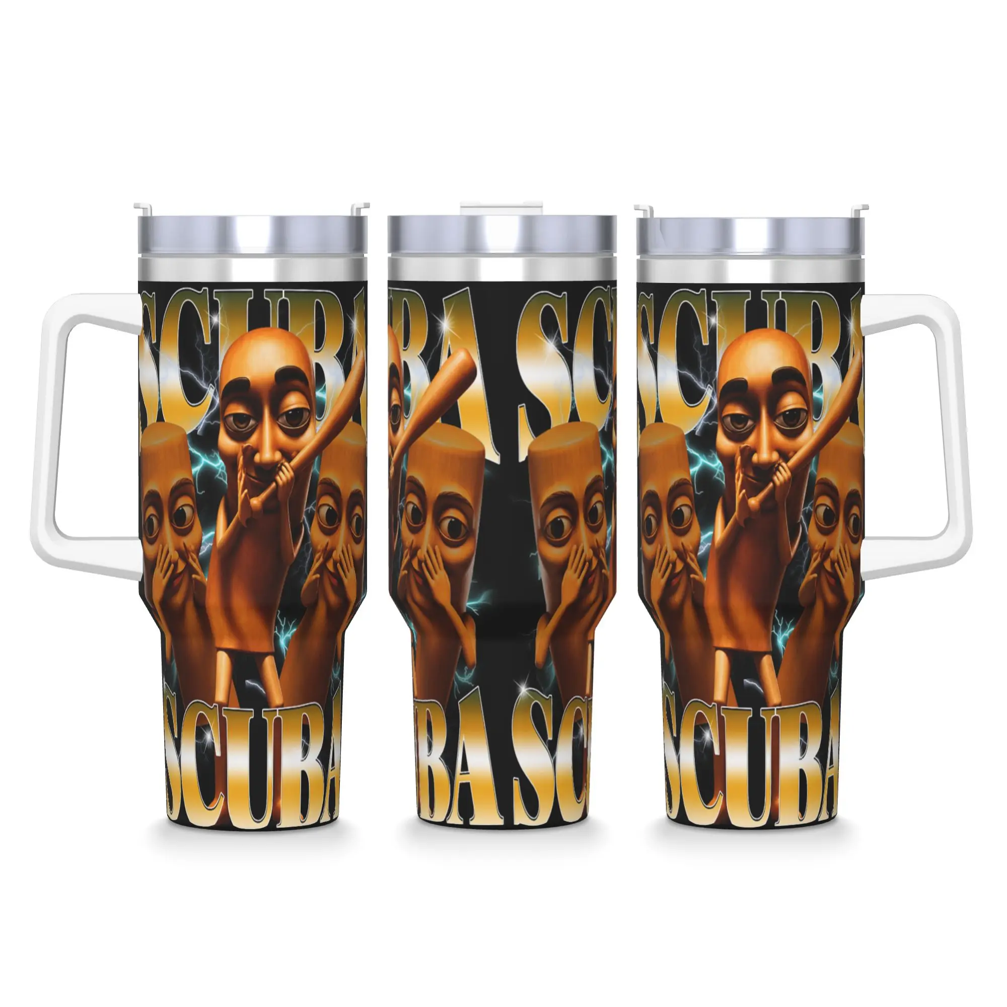 Scuba Tung Tung Sahur Stupid Dance Y2K Brainrot Meme Stainless Steel Tumbler  Camping Thermal Cups With Straws Large Car Mugs