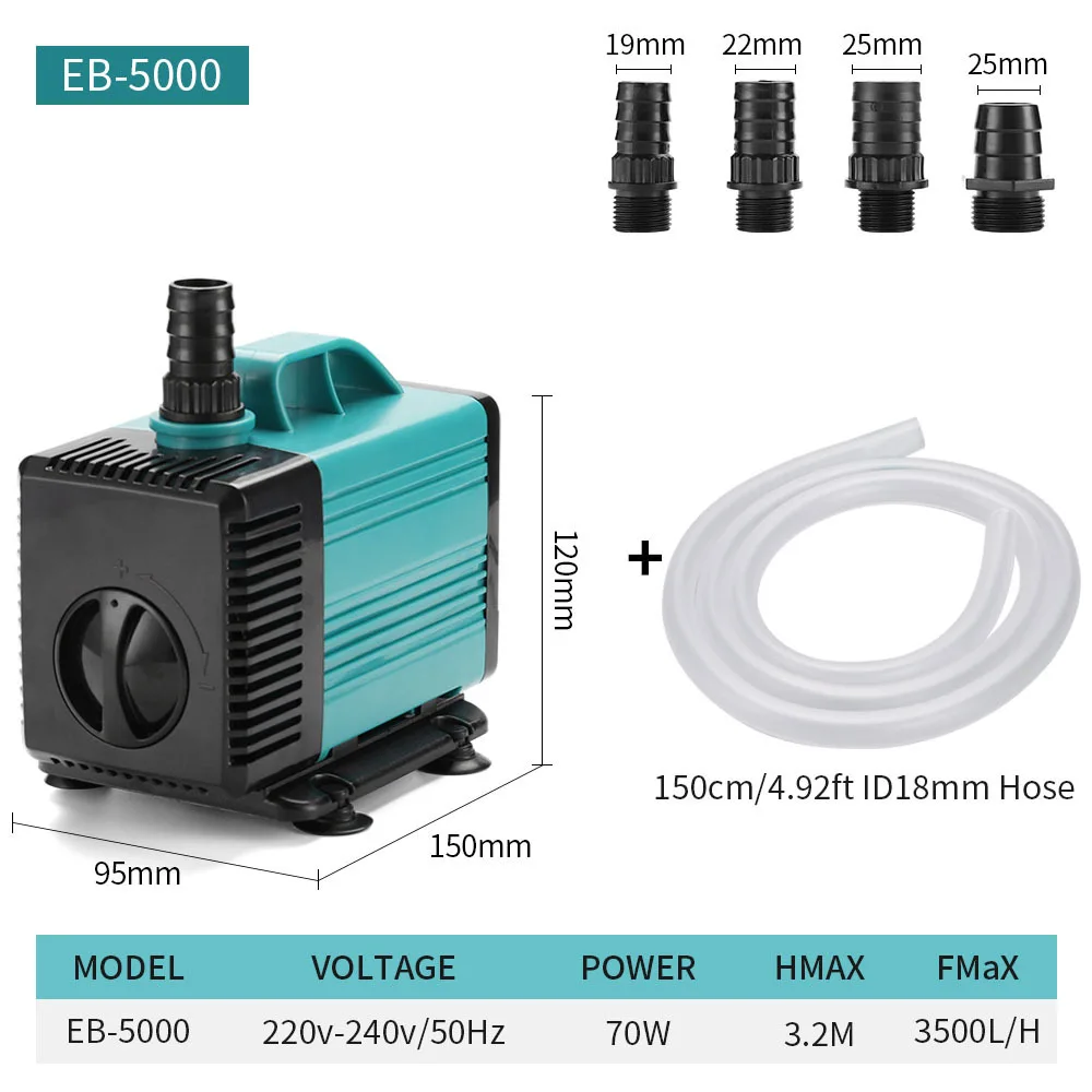

70W 85W 105W Ultra-Quiet Submersible Water Fountain Pump Filter Fish Pond Aquarium Water Pump Tank Fountain Pump