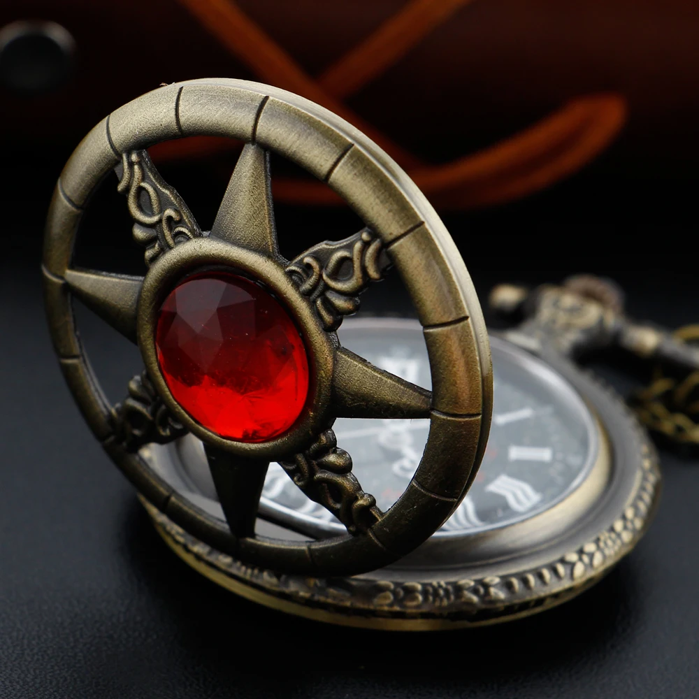 Ruby Magic Seven Star Chain Quartz Pocket Watch Retro Men's and Women's Pendant Necklace Accessories Clock Best Souvenir