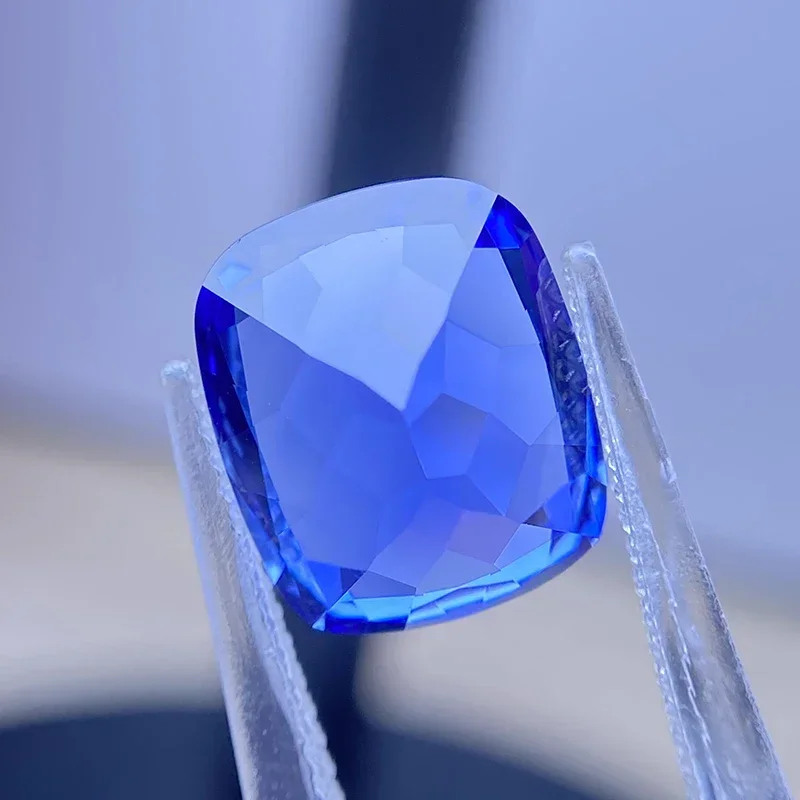 Lab tumbuh safir bantal memotong warna biru Royal VVS1 pesona untuk membuat perhiasan DIY cincin kalung anting bahan utama