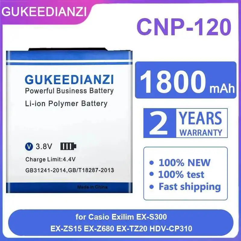 

Camera Battery For Casio Exilim EX-S300 EX-ZS15 EX-Z680 EX-TZ20 Hdv-CP310 1800Mah High-Efficiency Cnp-120