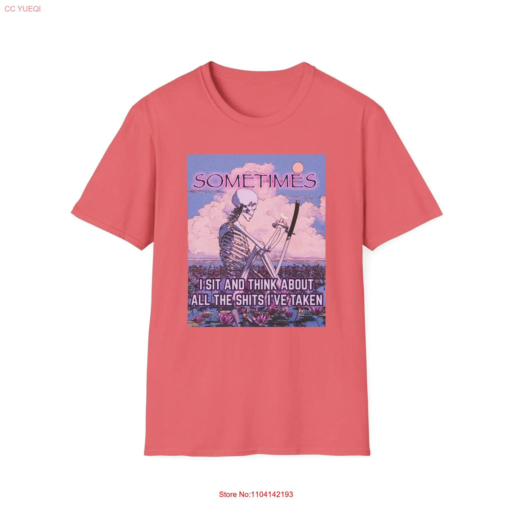 Sometimes I Sit and Think About All the Shits Ive Had Pondering Skeleton Hard Image Philosophy shirt Evil meme T