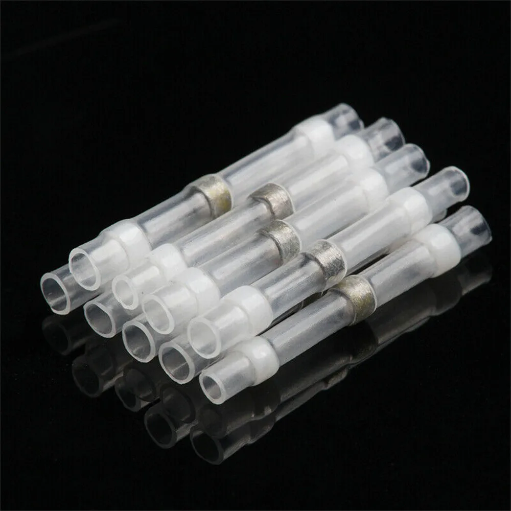 100Pcs Polyolefin Heat Shrink Butt Connectors with Integrated Solder and Sealing Function for Electrical Splices