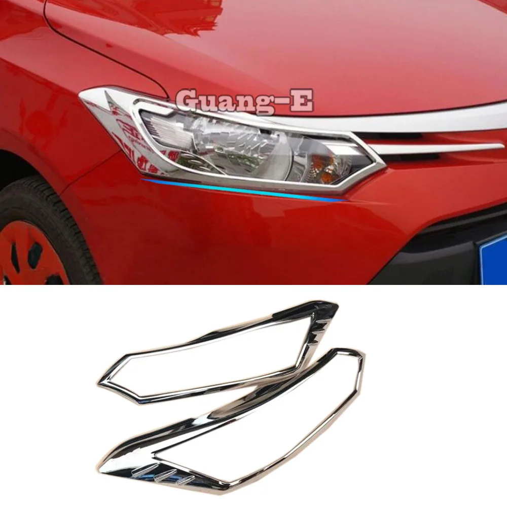 

Car Cover Detector ABS Chrome Front Light Lamp Trim Frame Eyebrow Accessories Fit For Toyota Vios/Yaris/Sedan 2014 2015 2016
