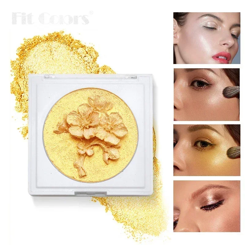 

Heallor New Carved Blossom Highlighter Palette Glitter Bronzers Highlighter Powder Shiny Face Contour Shimmer Shining Brighten M