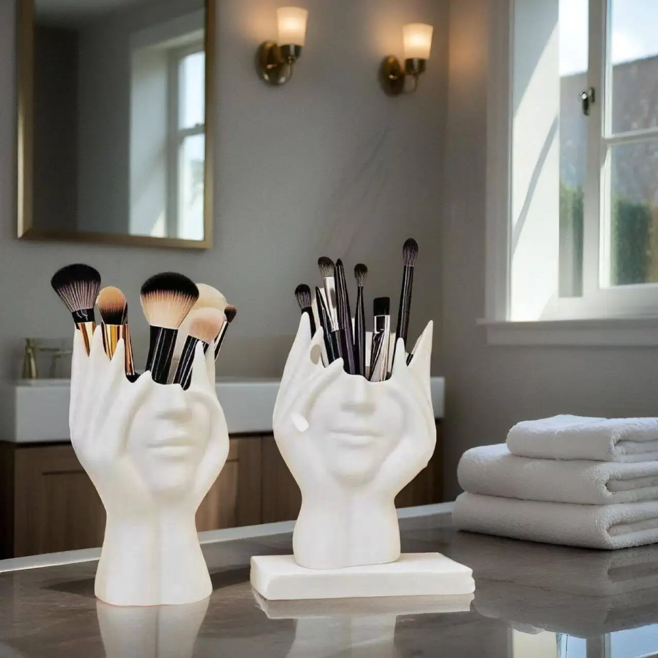 الإبداعية جسم الإنسان الفن التصميم اللوازم المكتبية سطح المكتب متعدد الوظائف تخزين حامل قلم فرشاة للمكياج حامل الديكور