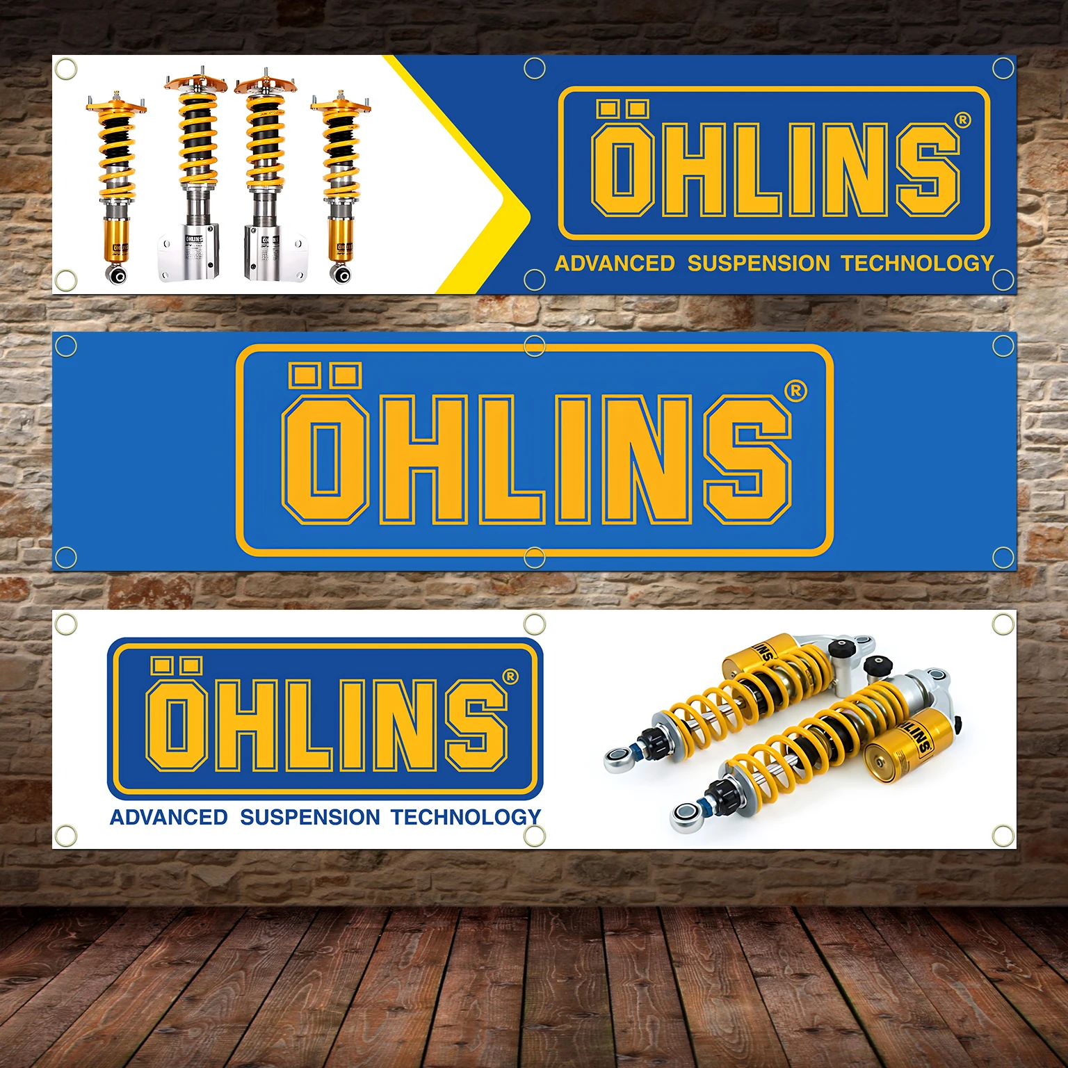 

60X240cm Ohlins Banner Flag Polyester Printed Garage Wall Art Outdoor Decorations Tapestry With Brass Grommets