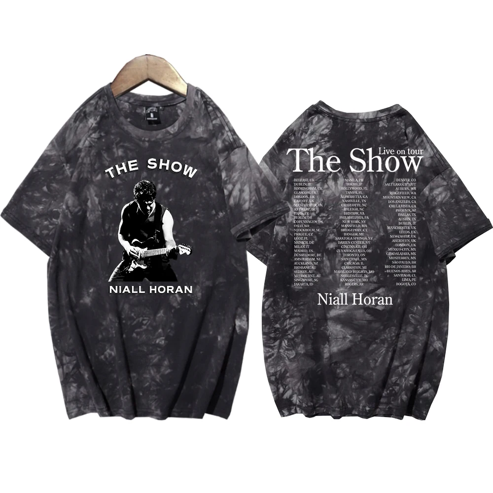

Niall Horan The Show Tour Dates Guitar Retro Tie Dye Shirt Unisex Round Neck Short