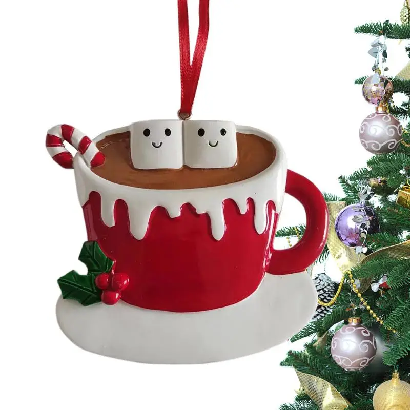 Christmas Decorations Ornaments Coffee Cup Pendant Christmas Ornaments Resin Pendant Hand-Painted Christmas Decorations For Car