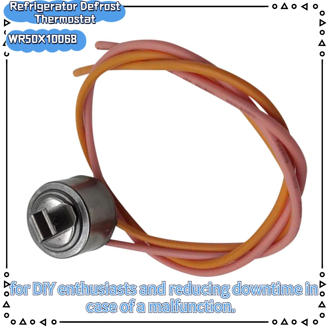 WR50X10068 Refrigerator Defrost Thermostat for GE Models Silver Housing with Plastic and Metal Components for Use