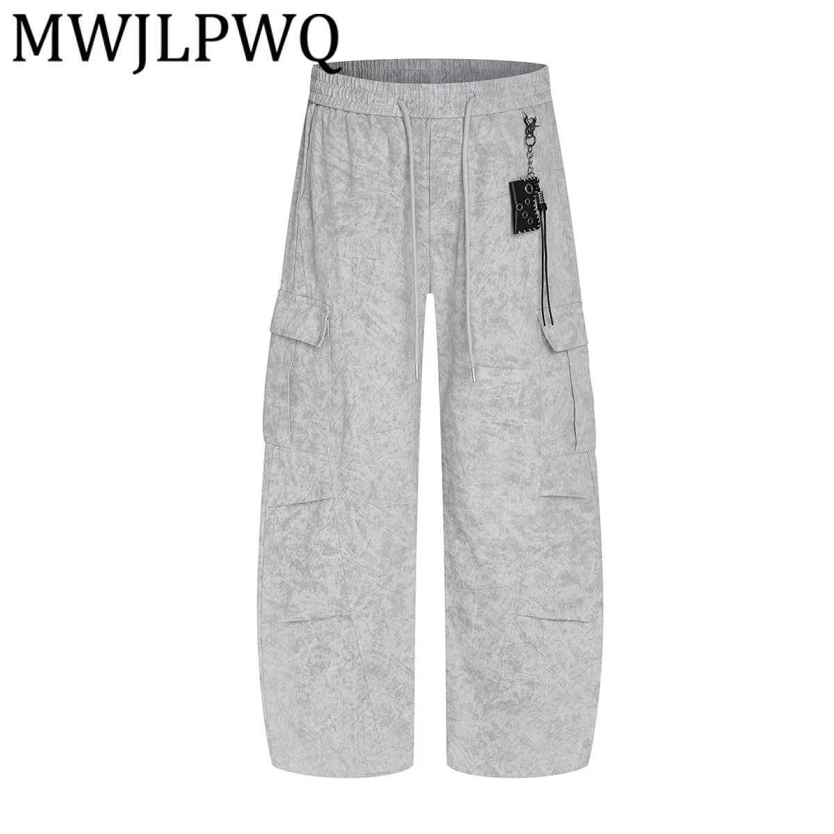 

MWJLPWQ Trendy American Retro Washed Vintage Machete Casual Trousers Unisex High Street Loose Draped Male Wide-Leg Pants 22008