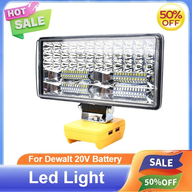 8Inch Led Light Portable Spotlights 35W Cordless Outdoor Work Fishing Handheld Emergency Tool Light Fit for Dewalt 20V Battery