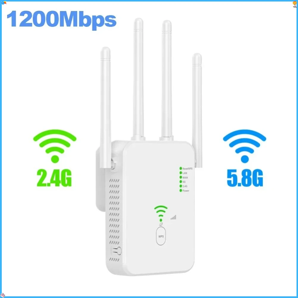 WPS راوتر 1200Mbps مكرر واي فاي لاسلكي 802.11ac جيجابت واي فاي مكبر للصوت واي فاي محسن إشارة ثنائي النطاق 2.4G 5G موسع واي فاي