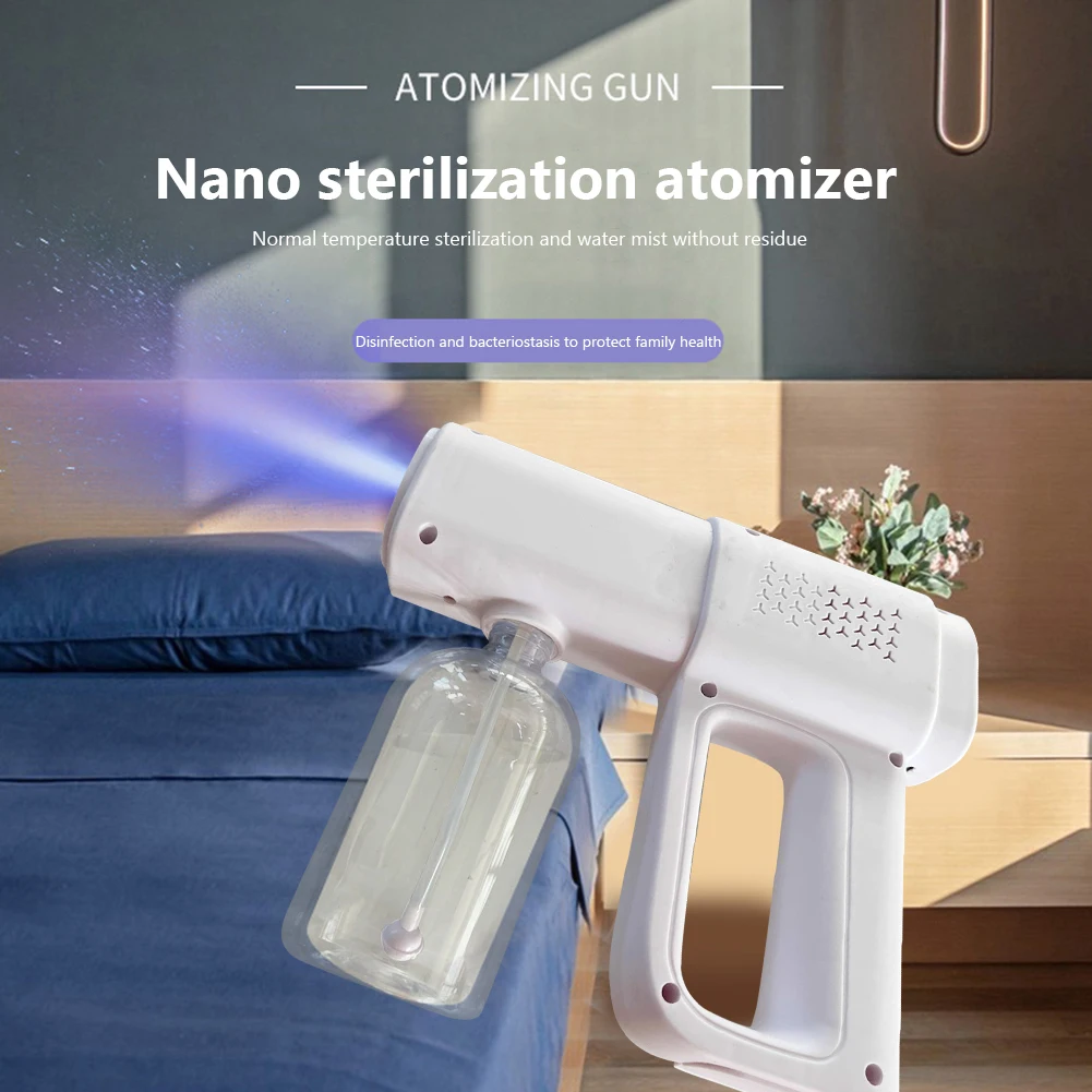 

Handheld Atomization Sanitizer Machine USB Charging Electric Sterilizer Sprayers Blue Light Portable Supplies for Home Office