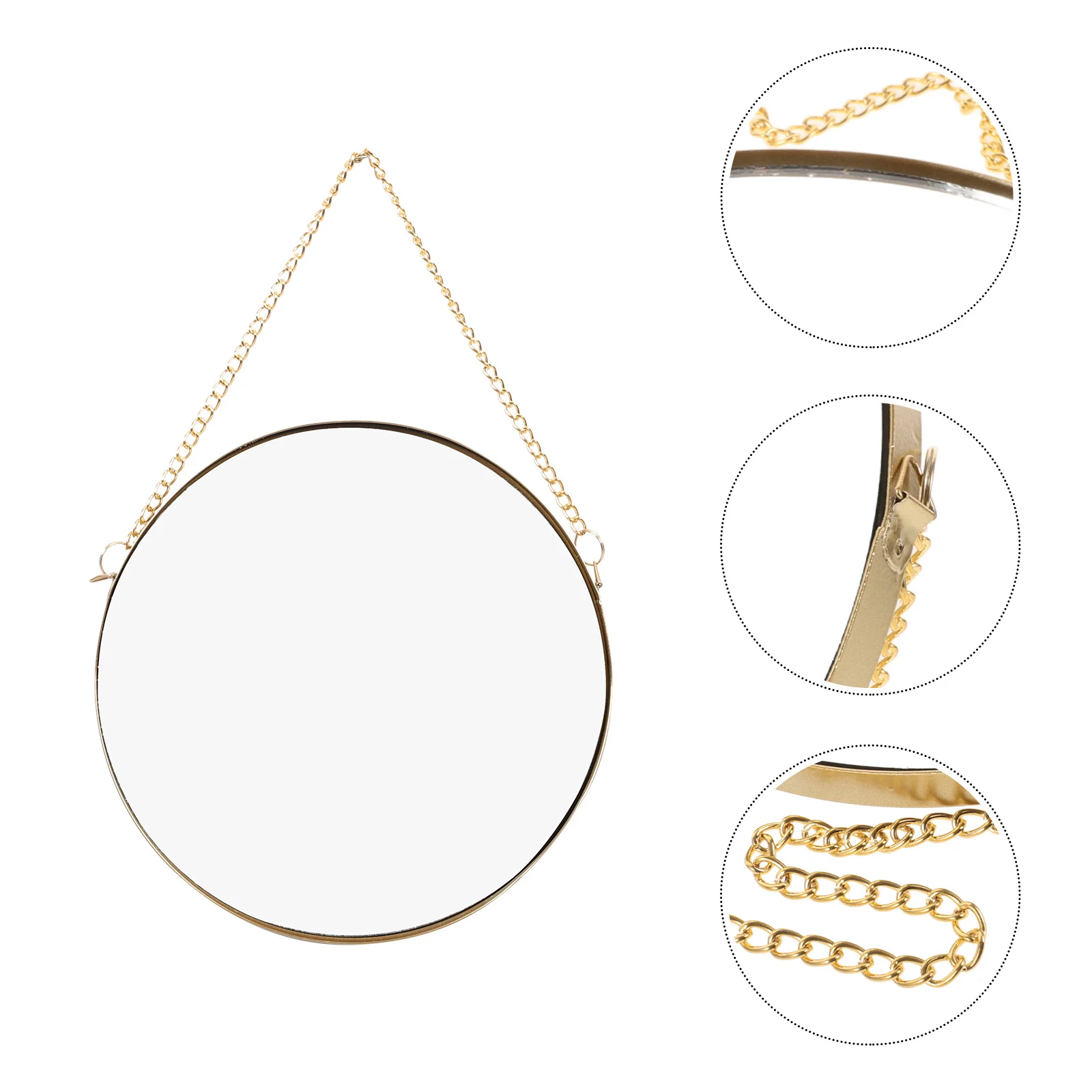 

Small Round Wall Mirror Iron Glass Frame Punch Free Hanging Decorative Mirror for Bathroom Bedroom Living Room Dorm Makeup