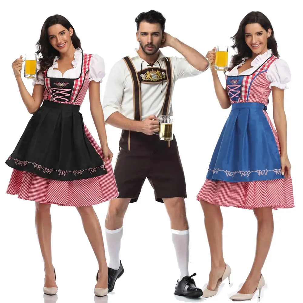 

Women Waitress Maid Dress Adult Bavaria Oktoberfest Dress Beer Carnival Party Outfit Fancy Dress Man Lederhosen Dirndl Outfit