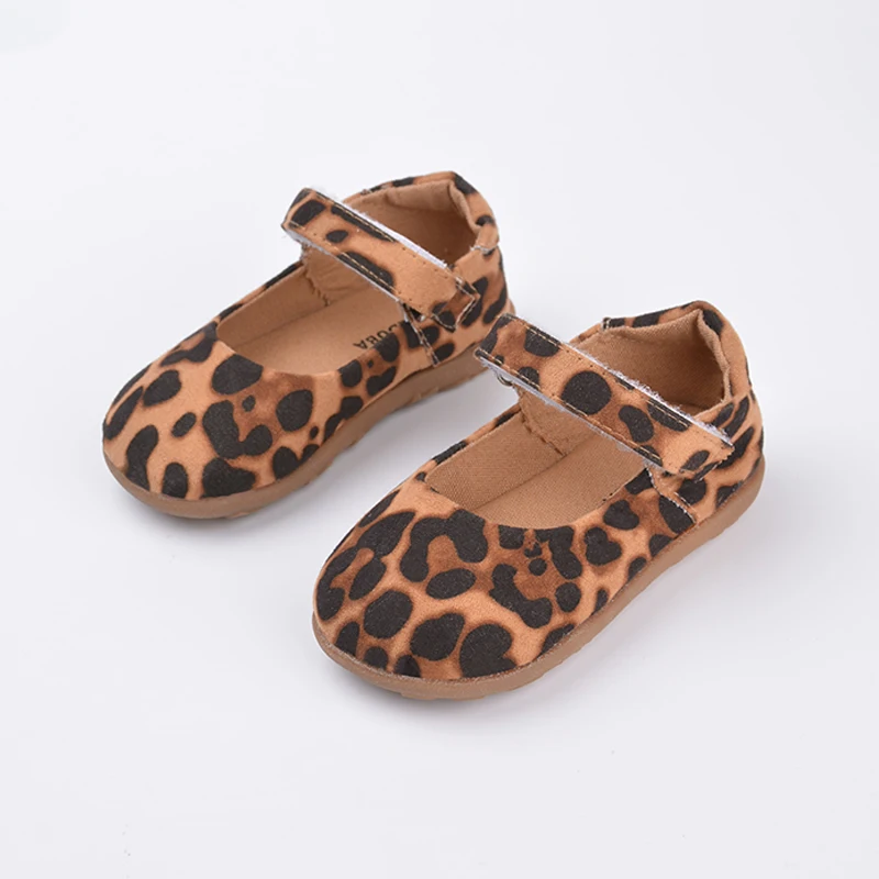 Spring and Autumn Girls New Fashionable Leopard Print Princess Shoes Toddlers Low-top Flat Sneakers E8092