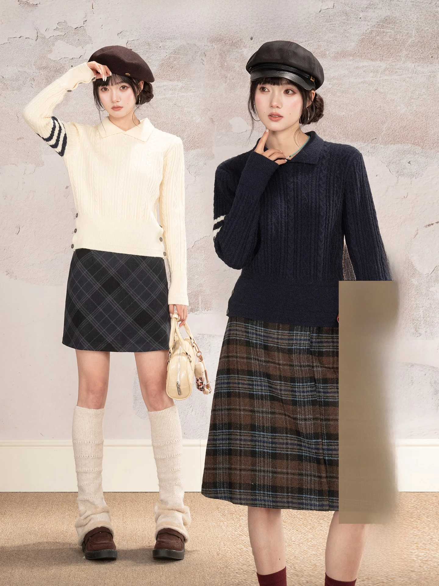 

Heynew зимний женский облегающий вязаный свитер Long Sve Cable Knit Collar Base irt Top in College Sle Loveheynew Series