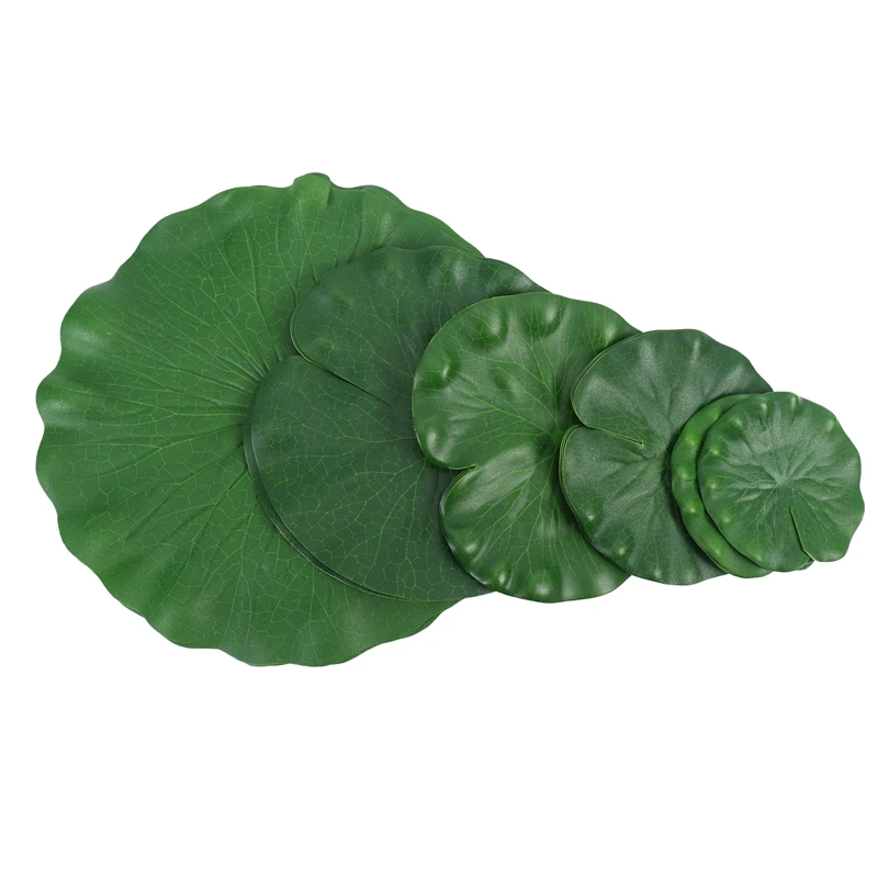 A74E-15 Pieces 5 Kinds Artificial Floating Foam Lotus Leaves Lily Pads Fake Foliage Pond Decor For Pool Aquarium Decoration