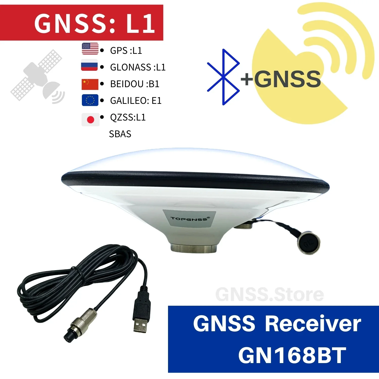 TOPGNSS GN168BT Agriculture Support Android USB Bluetooth GPS GNSS receiver antenna module 5V L1+L5