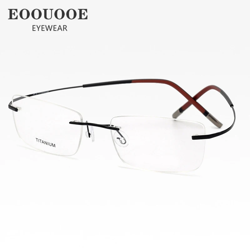 

Rimless Pure Titanium Optical Glasses Men Eyewear Silicone Hyperopia Myopia Eyeglasses Anti-Reflection UV Prescription