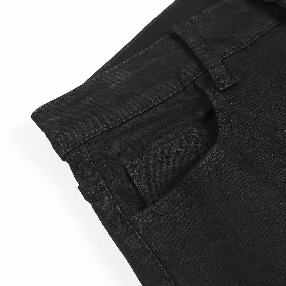 Jean en Denim extensible pour hommes, pantalon Slim, couleur unie, noir, bleu, automne été, luxe, rue, Harajuku, Style Hip-Hop, coupe cintrée