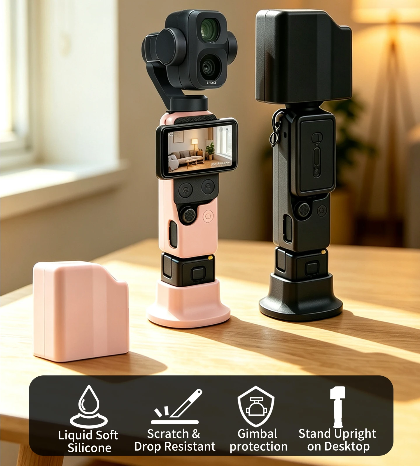Für DJI Pocket 4Pro Silikon-Schutzhülle, kratzfest, stoßdämpfend, keine Tasteninterferenz, Gimbal-Kamera-Schutzfolie – Detail 2