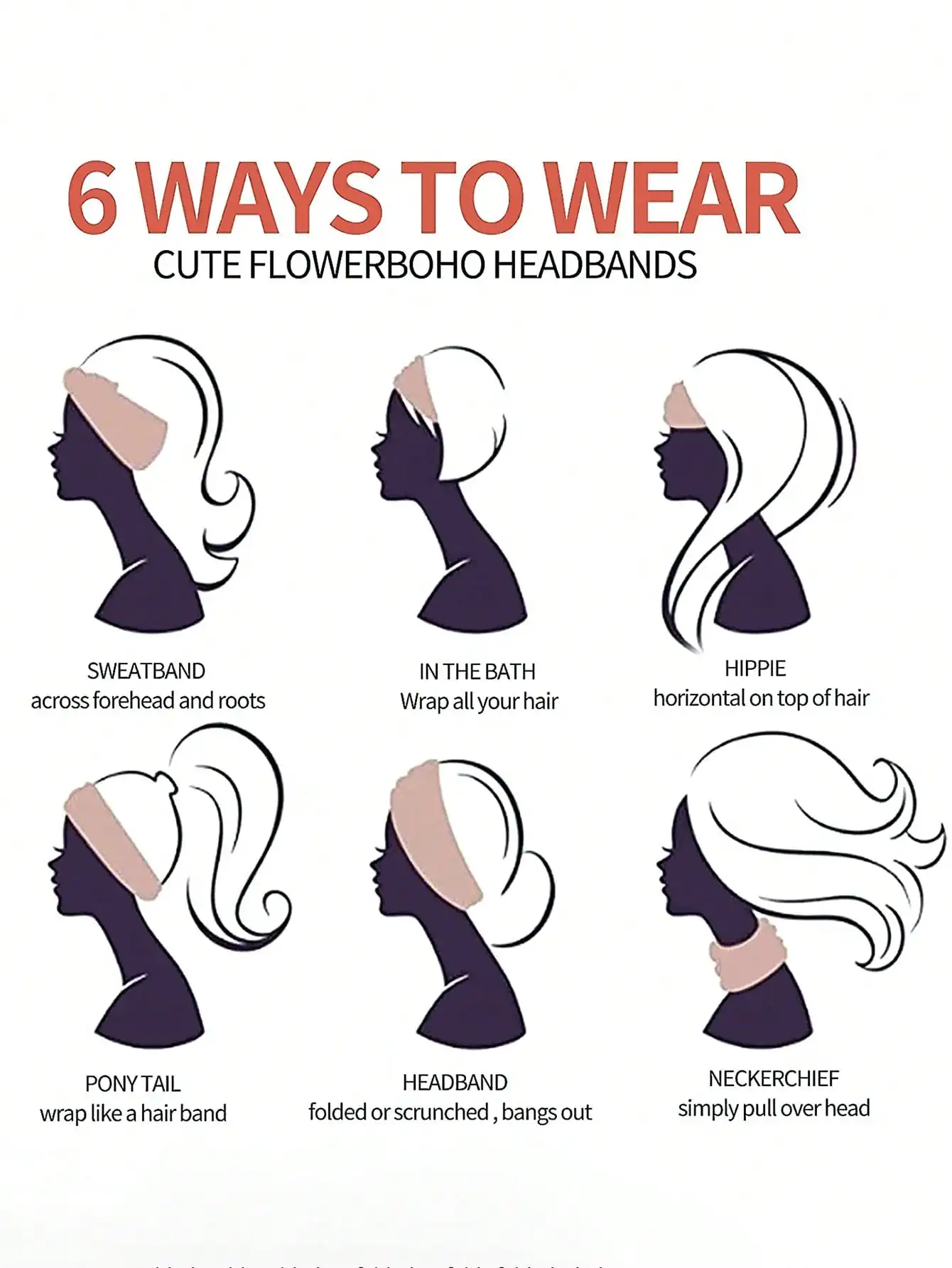 1pc Wide Elastic Headband, Solid Colors, Sports & Yoga Sweat-Absorbent Head Wrap Hair Sleep Cap Sleep Bonnet image 3