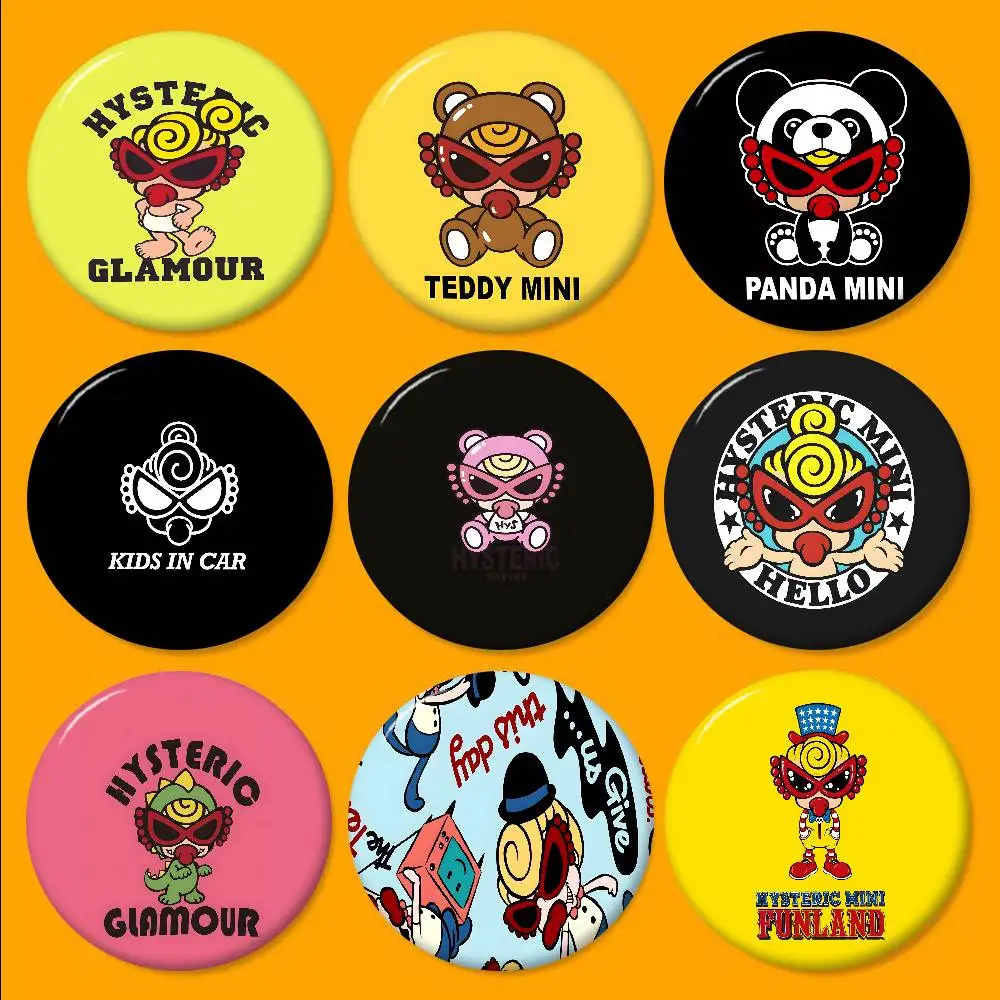 Japan Fashion H-Hysteric M-Mini Tinplate Pin Button Custom Anime Role Old-school Brooch Cartoon Collar Badge Jewelry Gift Fans