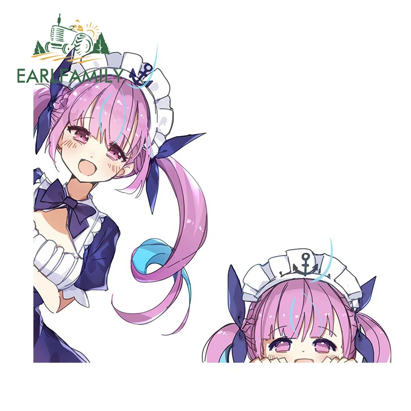 EARLFAMILY 13cm für Aqua Minato Hololive Auto Aufkleber Sonnencreme Persönlichkeit Decals Scratch-Proof Kreative Laptop Stamm Dekor