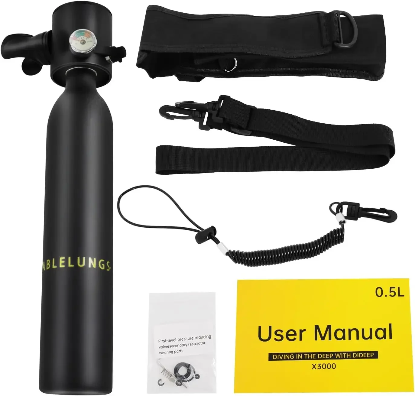 Equipo de buceo portátil con tanque de oxígeno, Mini botella de buceo de 0,5 L, libertad de respiración bajo el agua para 15-20 minutos para bucear