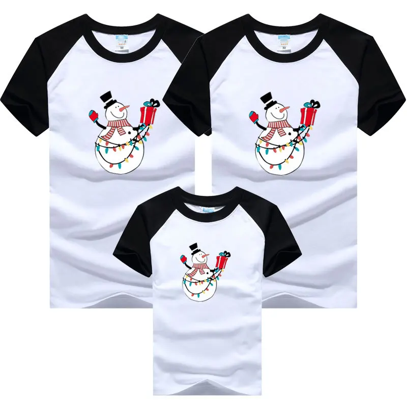 Snowman Christmas Family Matching Clothes Mom Dad Son and Daughter T-shirts Couple Kids Tees