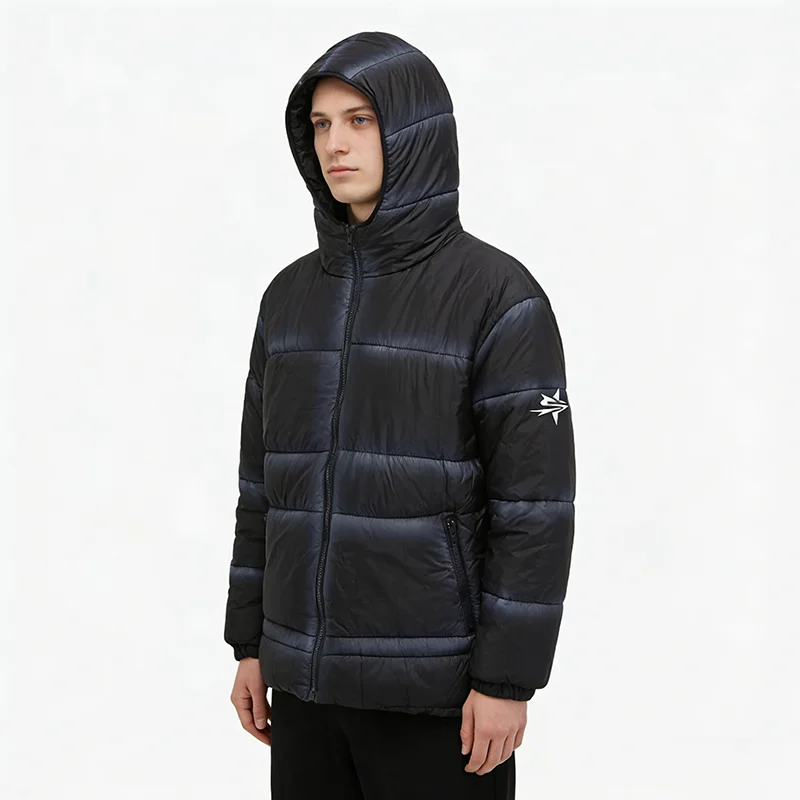 

Gradient Design Hooded Cotton Jacket Autumn Winter Street Fashion High Street INS Unisex Outerwear for Men And Women