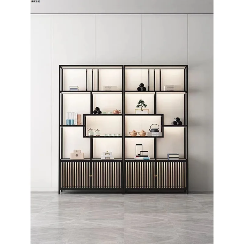 Custom. [Low Profile and Connotation] Light Luxury Antique Shelf New Floor Iron Storage Rack Tea Room Display Stand Offi