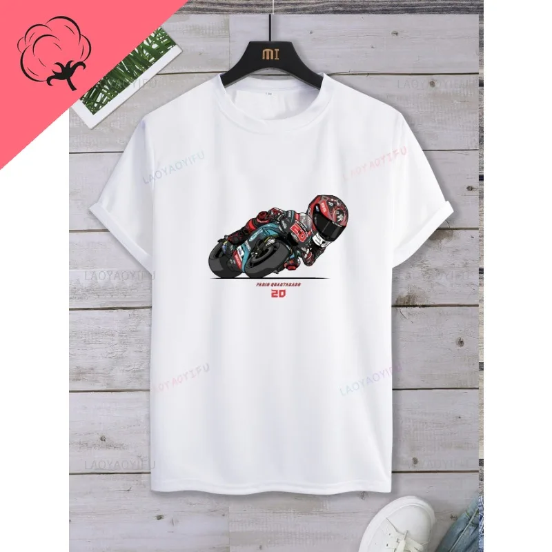 2024 New Listing   Fabio Quartararo Pattern T Shirts Short Sleeve Casual Tshirt Men  COTTON Street Fashion