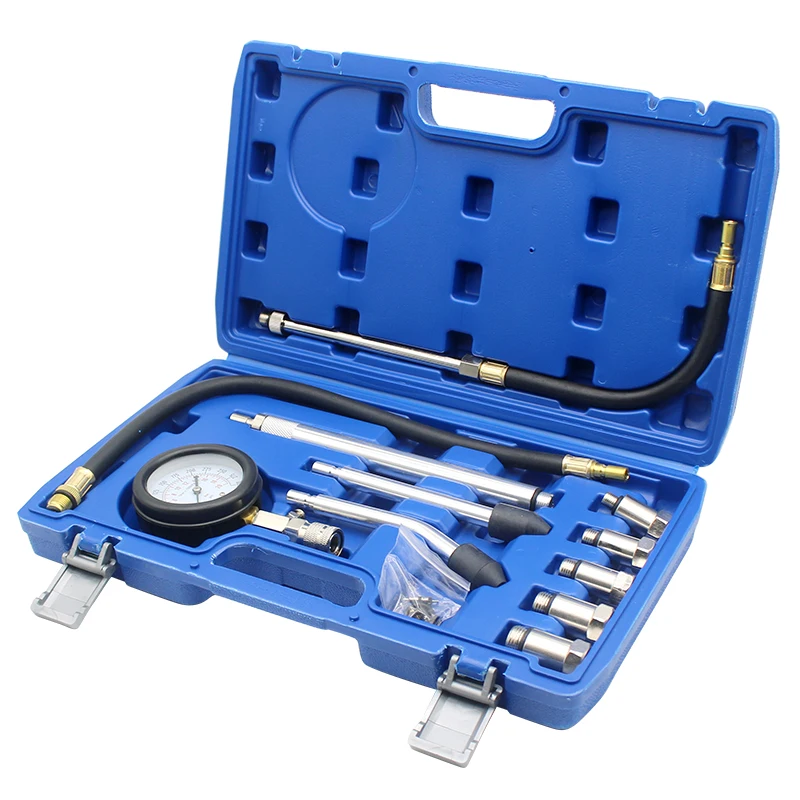 Professional AUTO TOOLS Petrol Gasoline Engine Cylinder Compression Gauge Tester Kit Cylinder Tester With M10 M12 M14 M16 M18