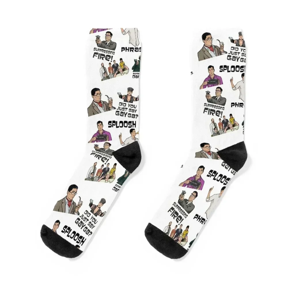 Archer Collage Best Archer Moments Archer Drinking Lana Kane Ray Cheryl Malory Cyril Krieger Pam Socks cycling Socks Woman Men's