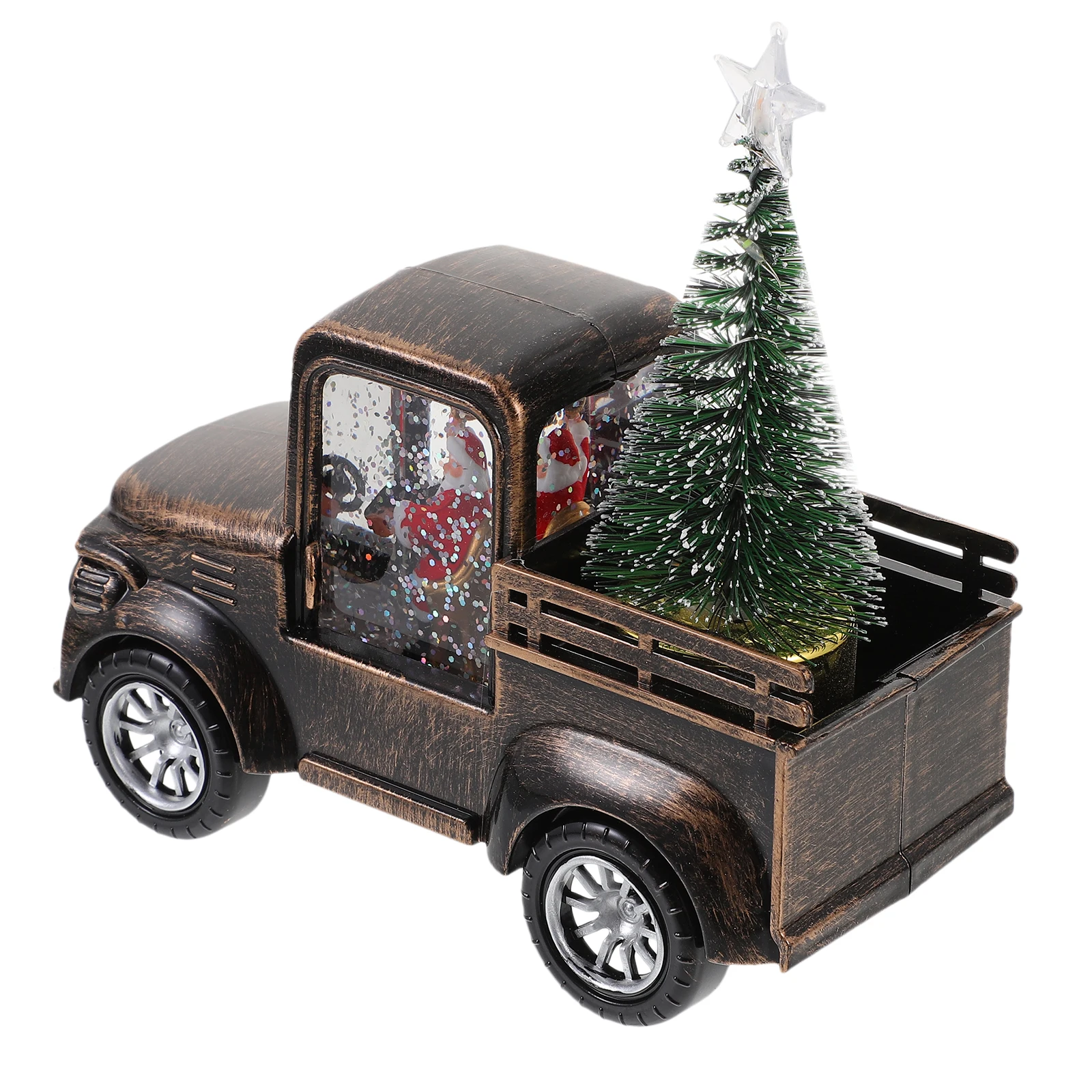 

Christmas Santa Claus Tractor nament Mini Statue Glow Tree Decor Gift Ancient Copper Color Tabletop Model Home Decoration