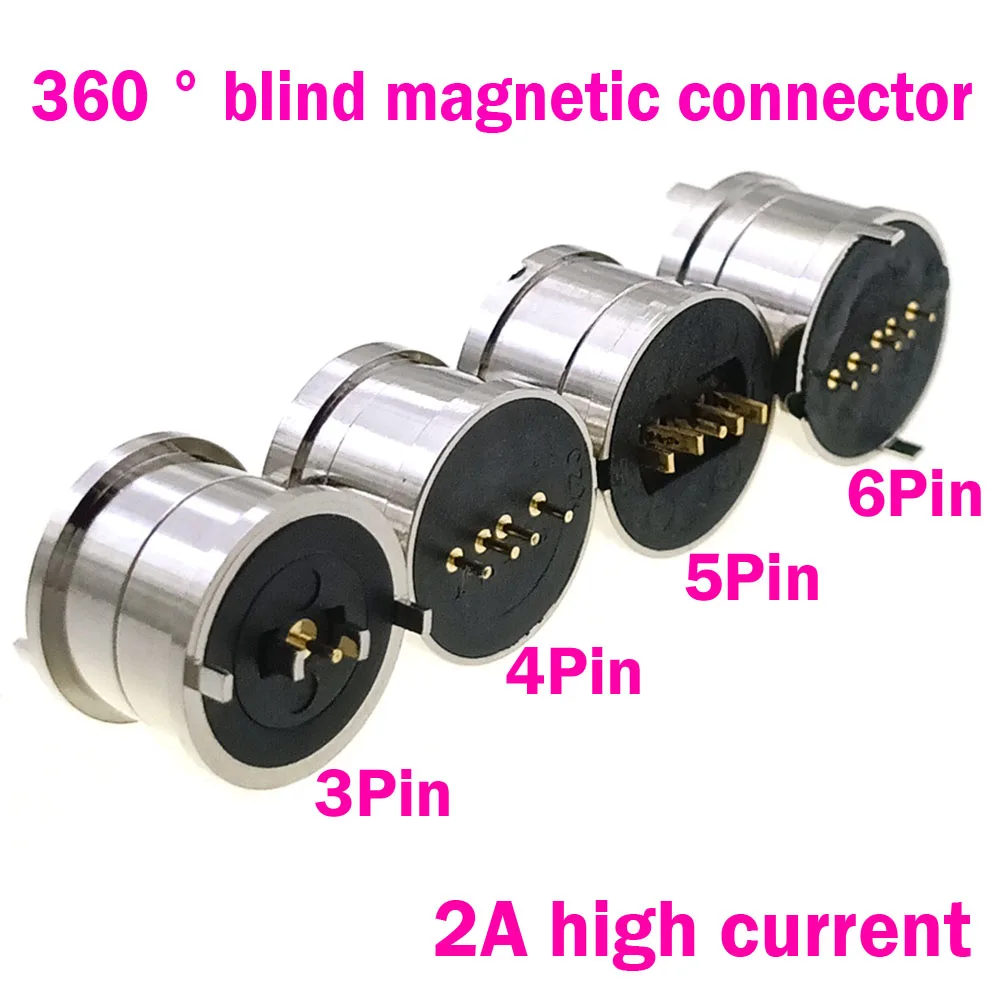1 Pair Male Female 360 ° Blind Suction DC Signal Transmission Charging 3P 4P 5P 6P Waterproof Magnetic Connector Spring Loaded