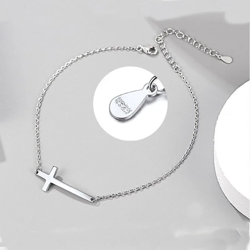 

Cross Bracelet For Women Couple 925 Sterling Silver Lucky Hand Bracelets Party Charm Jewelry Accessories Jewellery Argent 925